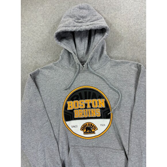 Boston‎ Bruins NHL Screened Logo Hoodie Sweatshirt (Men's Medium) Gray - Picture 2 of 13